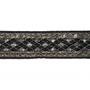 Band, dekorativ, Glitzer, 22142-002, schwarz-gold