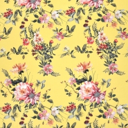 Baumwolle, Popeline, Elastan, floral, 23056-71, gelb