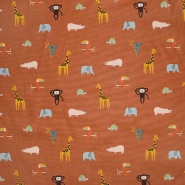 Baumwolle, Popeline, Tiere, 23412-011, ziegelfarben