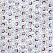 Baumwolle, Popeline, Tiere, 23485, violett-blau