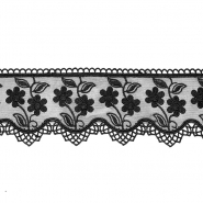 Spitze, gestickt, 85 mm,  85 mm, 23635-002, schwarz
