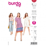 Schnittmuster, rot, Damenshirt und -kleid, 6117