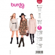 Schnittmuster, rot, Damenkleid, 6055