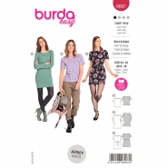 Schnittmuster, rot, Damenshirt und -kleid, 6087