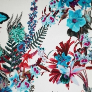 Satin, Baumwolle, floral, 25802-14, weiß