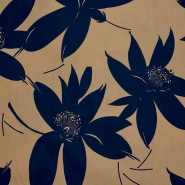 Baumwolle, Popeline, floral, 25833-27, braun-blau