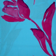 Gewebe, Viskose, floral, 25894-6, rosa-blau