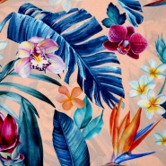 Gewebe, Viskose, floral, 25894-8, aprikose