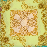 Gewebe, Viskose, Ornament, 25894-9, grün-rosa