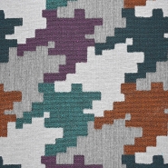 Dekojacquard, geometrisch, 25913-2, orange-blau