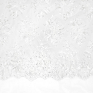 Spitze mit Perlen, floral, 25903-010, weiß