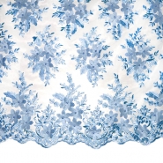 Spitze mit Perlem, floral, 25903-673, blau