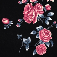 Gewebe, Viskose, floral, 25384-2, rosa