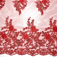 Spitze mit Pailleten, floral, 26198-500, rot