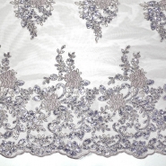 Spitze mit Pailletten, floral, 26198-180, grau-violett