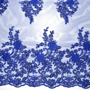 Spitze mit Pailletten, floral, 26198-394, blau