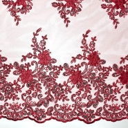 Spitze mit Pailletten, floral, 26198-460, bordeaux