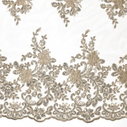 Spitze mit Pailletten, floral, 26198-300, beige