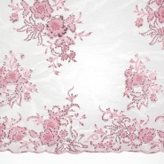 Spitze mit Pailletten, floral, 26292-614, rosa