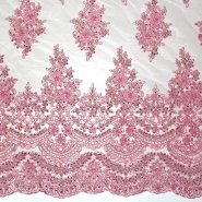 Spitze mit Pailletten, floral, 26293-614, rosa