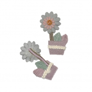 Applikation, Blume, 85 x40 mm, 26445-021, grau-violett