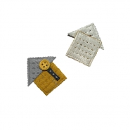 Applikation, Häuschen, 40 x40 mm, 26448-004, grau-gelb