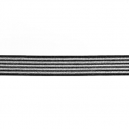 Gummiband, dekorativ, 25 mm, Streifen, 23351-161, silbern
