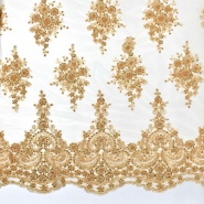 Spitze mit Pailletten, Ornament, 26657-207, golden