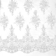 Spitze mit Pailletten, Ornament, 26657-001, weiß