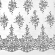 Spitze mit Pailletten, Ornament, 26657-555, grau