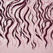 Spitze mit Pailletten, abstrakt, 26658-460, bordeaux