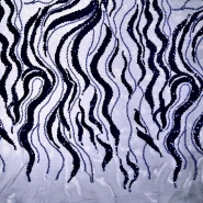 Spitze mit Pailletten, abstrakt, 26658-002, dunkelblau