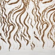 Spitze mit Pailletten, abstrakt, 26658-207, golden