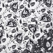 Dekojacquard, beidseitig, Gesichter, 26881-13, schwarz-weiß