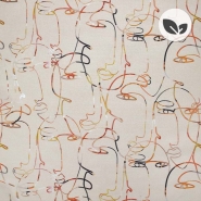 Deko, Druck, bio, digital, Gesichter, 26988-01, beige