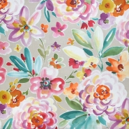 Baumwolle, Druck, imprägniert, floral, 27144-030, beige