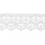 Spitze, gestickt, floral, 70 mm, 28030-001, weiß
