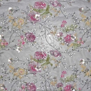 Spitze mit Glittern, floral, 28200-1001, schwarz