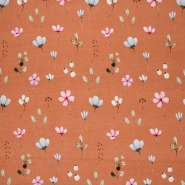 Jersey, Baumwolle, digital, floral, 28517-515, ziegelfarben