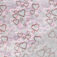 Velours coral, beidseitig, Herzen, 22001-13, grau