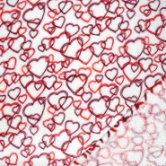 Velours coral, beidseitig, Herzen, 22001-14, weiß