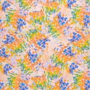 Gewebe, Viskose, digital, floral, 29188-001, orange-blau