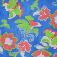 Gewebe, dünn, Baumwolle, floral, 29299-12, blau