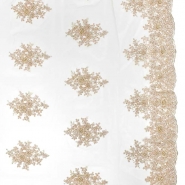 Spitze mit Perlen, floral, 29560-207, gelb-beige