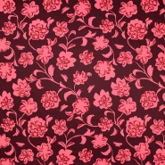 Satin, Baumwolle, floral, 29825-001, bordeaux
