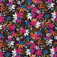 Gewebe, Viskose, floral, 29895-01, blau-rosa