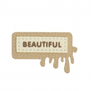 Applikation, Aufschrift, 29961-003, beige