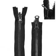 Reißverschluss, teilbar, 90 cm, 8 mm, 3 Schlüssel, 29978-732, Schwarz