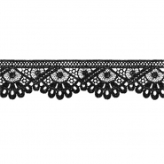 Spitze, gestickt, Ornament, 42 mm, 30026-002, schwarz