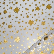 Tüll weicher, Sterne, 30184-001, Weiß-Goldfarben